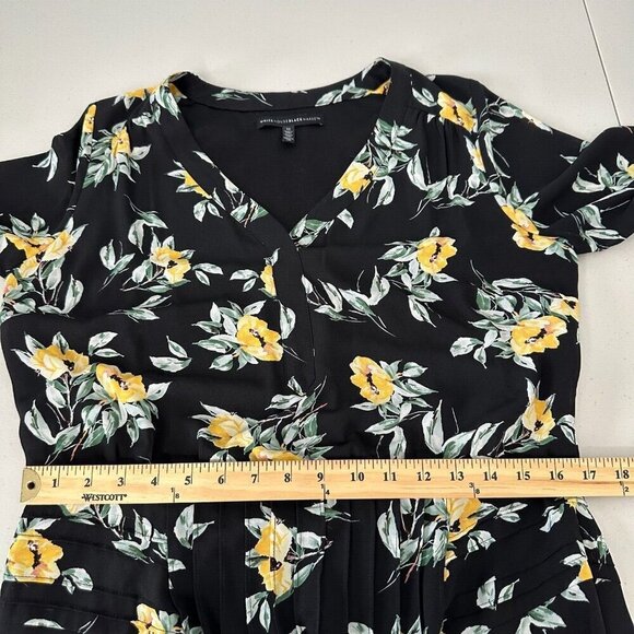 WHBM Floral Dress Size 12 Black Yellow V-Neck Boho - Picture 8 of 11